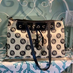 Dooney & Bourke Large Tassel Zip Top with Black Leather Trim